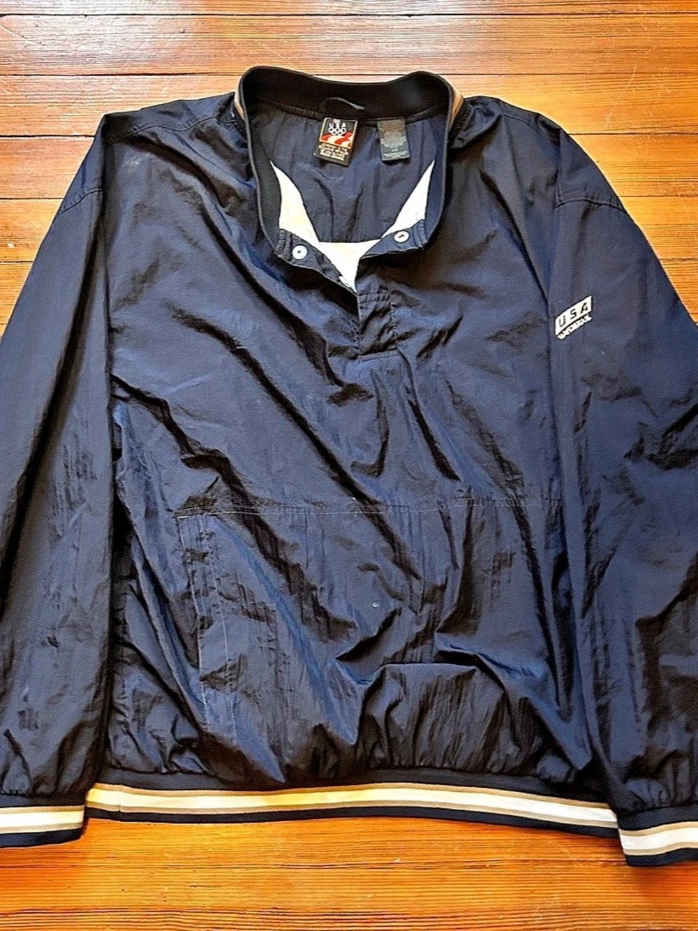 Vintage USA Olympic Officially Licensed Apparel Men's Blue Pullover Jacket Size